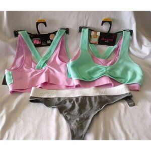 3pc Intimates Set NWT 2 NOBO Bralettes + 1 Aero Thong Size L New With Tags
